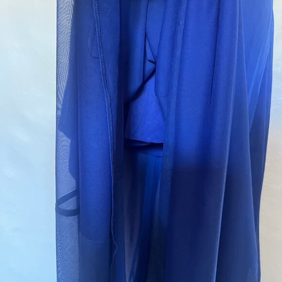 XSCAPE by Joanna Chen Gown Sz 2 Dress Blue Crystal Sheer Babydoll Fairy Y2k - Picture 7 of 16